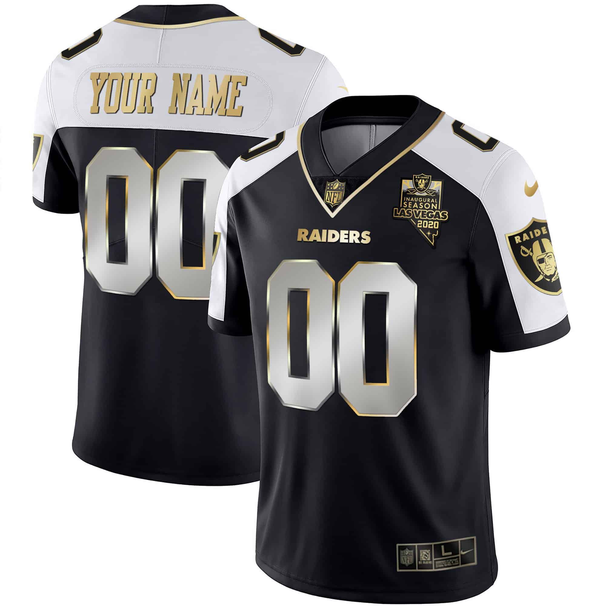Men Oakland Raiders 2024 Nike Vapor Black Gold & Black Inverted Limited Custom NFL Jersey style 2
